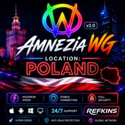 VPN POLAND AMNEZIA v1.5/2.0/3.1 AMNEZIAWG PRIVATE VPN PREMIUM UNLIMITED