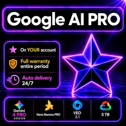 24/7 | Google AI PRO + Google One 5TB | Gemini 4 Argon • Flow • Veo 3 | YOUR Account | 1m