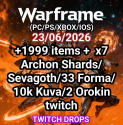 Warframe +1999 items + x7 Archon Shards/Sevagoth/33 Forma/10k Kuva/2 Orokin twitch