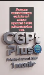 Доступен личный аккаунт cgpt plus на 1 месяц.cgpt plus 1 month private account available