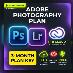 Adobe Photography Plan: Photoshop + Lightroom 3-month activation key