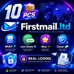 10 pcs Firstmail.ltd Accounts | IMAP | .com Zones | New | Clean | Real Logins