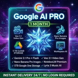 Google AI PRO 1 Month | No Login Required | Gemini 3.1 + Veo + 5TB