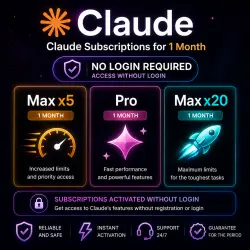 NO LOGIN REQUIRED | Claude Max x5, Pro, Max x20 | 1 month | Official | d