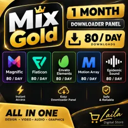 Mix Gold 1 Month – Envato, Magnific, Flaticon, Motion Array, Epidemic Sound – Downloader Panel