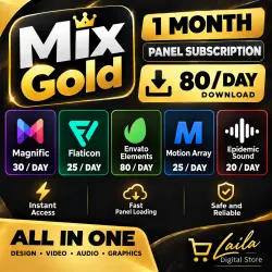 Mix Gold 1 Month – Envato, Magnific, Flaticon, Motion Array, Epidemic Sound – Downloader Panel