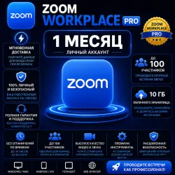 ZOOM WORKPLACE PRO 1 МЕСЯЦ | 100 УЧАСТНИКОВ | МГНОВЕННАЯ ВЫДАЧА | ЛИЧНЫЙ АККАУНТ