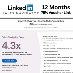 LinkedIn Premium Sales Navigator Core на 12 месяцев {Ссылка на купон на 75%}