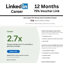 LinkedIn Premium Career на 12 месяцев {Ссылка на купон на 75%}