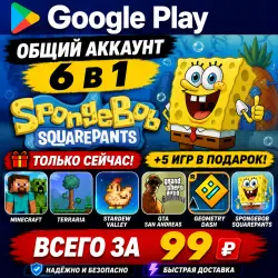 SpongeBob SquarePants для Android учетная запись Google Play 6 в 1