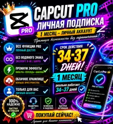 Индивидуальный пакет Capcut Pro 1month (время использования 35>37 дней)