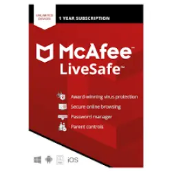 McAfee LiveSafe | 1 Год | Безлимитные устройства | Обновление аккаунта