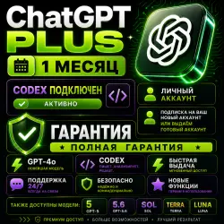 ChatGPT 5.6 Плюс на 1 месяц + CODEX (личный аккаунт) моментально выдача