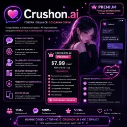 Премиум-доступ к Crushon AI | Активируется в вашем аккаунте | 1 месяц |  24/7