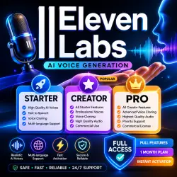 ElevenLabs AI Starter • Creator • Pro | Full Features 1 Month |  Activation