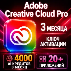 Adobe Creative Cloud Pro activation key, valid for 3 months.