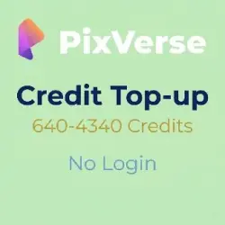 PixVerse AI Credit Top-up 640-4340 Credits | No Login