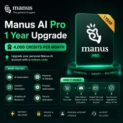 Manus AI Pro 1 Year Upgrade | 4,000 Monthly Credits | Redeem Code | Instant Delivery