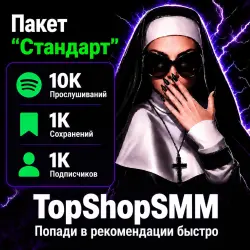 Spotify Пакет "Стандарт" [10К Прослушиваний + 1К Сохранений + 1К Подписчиков |