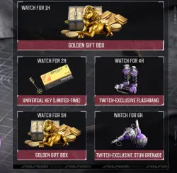 Arena Breakout: Infinite S6 Twitch Drops,Flashbang Skin,Stun Grenade Skin,Gift Box