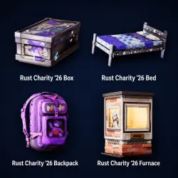 4/4 Rust Charity ’26 Box, кровать ’26, рюкзак ’26, печь ’26 | Twitch Drop