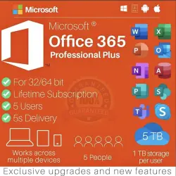 Microsoft Office 365 Professional Plus | 5 Users | Instant Installation