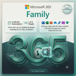 Microsoft Office 365 Family "Ключ" 6 пользователей 12 месяцев