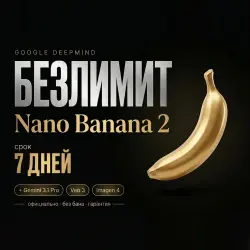 БЕЗЛИМИТ • Nano Banana 2 PRO [7 ДНЕЙ] • через Lovable • Без входа
