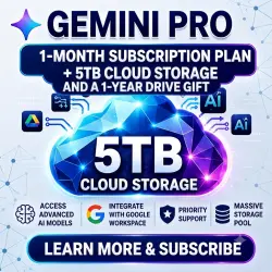 Gemini Ai Pro | Google Ai | 1 Month | + google drive 5TB gift 1 year