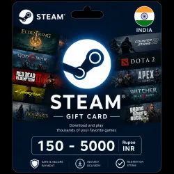 Пополнение Steam Wallet — 150–5000 INR (индийских рупий), Индия