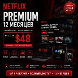 Netflix Premium 4K — 12 месяцев | Всего $48