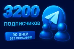 3200 Telegram subscribers for 90 days without charges