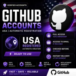 GitHub USA Account | Automatic Registration | Full Access | Warranty | Ready to Use
