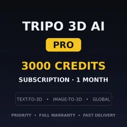Tripo 3D AI Pro — 3000 кредитов | подписка 1 месяц