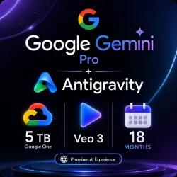 Google Gemini Pro + Antigravity | 5 TB Google One | Veo 3 | 18 months