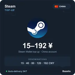 Steam Wallet Code China CNY 15 to 192 yuan Auto Code Delivery 24/7