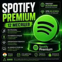 SPOTIFY Premium standart Индия 12 МЕСЯЦЕВ