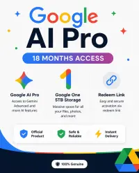 Google AI Pro | 18 Months Access | Google One 5TB Storage
