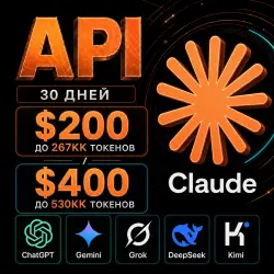 API Claude / ChatGPT и др. $200/$400. Токены до 267кк/530кк. / 1 мес Дашборд
