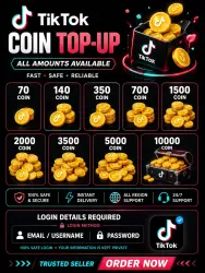 Продажа TikTok 70 - 10,000 Coins  и