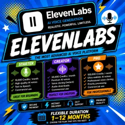 ElevenLabs Starter / Creator / Pro / Scale / Business 1–12 Months | FULL WARRANTY
