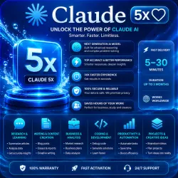 Claude Max 5X 1M: Claude Opus 4.8, Sonet 4.6 | OFFICIAL, FULL WARRANTY