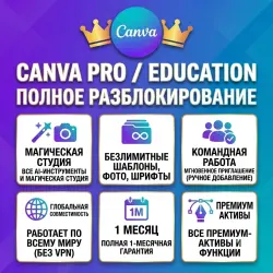C anva Pro / Education 1 Месяц | Доступ к AI и Все Премиум Функции |