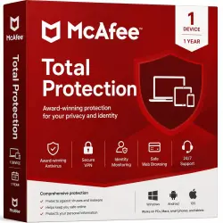 McAfee Total Protection Ключ - Активация онлайн - 1 Устройство 1 Год Global