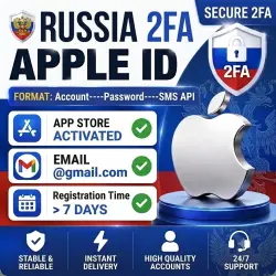 Russia 2FA Apple ID | App Store Activated | 7+ Days Old | iCloud Inactive