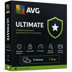 AVG Ultimate Ключ - Активация онлайн - 5 Устройств 1 Год Global
