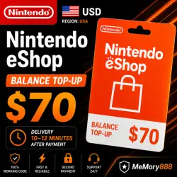 Nintendo eShop USD $70 | Balance Top Up Code