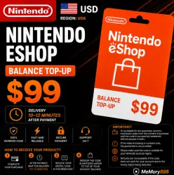 Nintendo eShop USD $99 | Balance Top Up Code