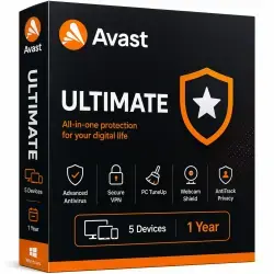 Avast Ultimate Ключ - Активация онлайн - 5 Устройств 1 Год Global