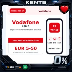 Vodafone Spain пополнение EUR